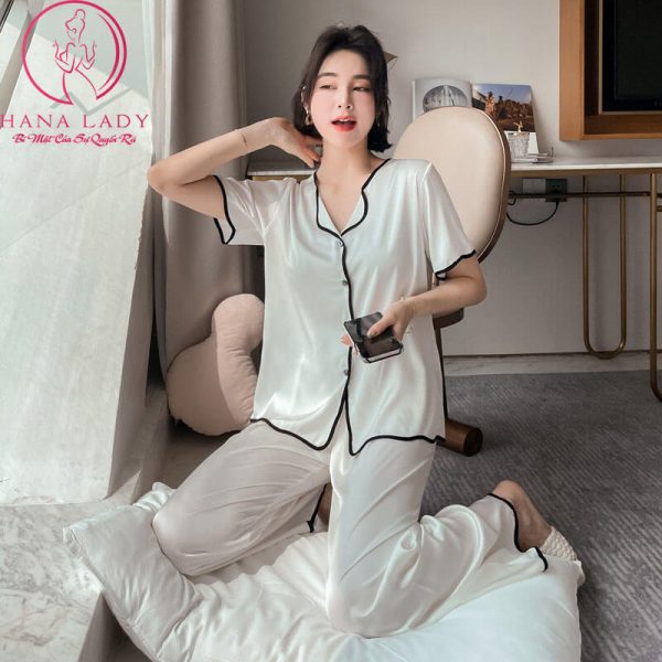 Pijama lụa tơ phối viền cao cấp PJ495 9 Pijama lụa tơ phối viền cao cấp PJ495 14
