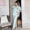 Pijama lụa họa tiết chim hạc cao cấp PJ497 1