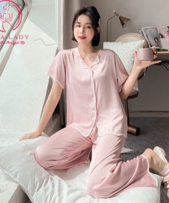 Pijama lụa tơ phối viền cao cấp PJ495 3 Pijama lụa tơ phối viền cao cấp PJ495 8