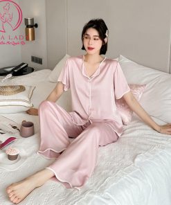 Pijama lụa tơ phối viền cao cấp PJ495 4 Pijama lụa tơ phối viền cao cấp PJ495 9