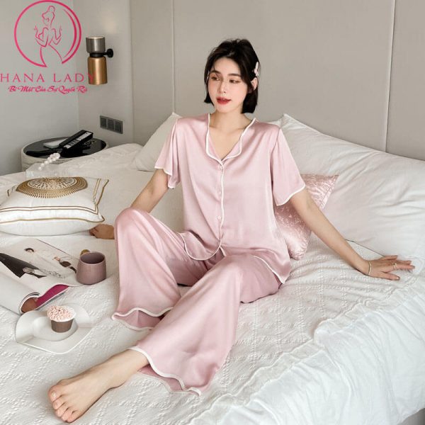 Pijama lụa tơ phối viền cao cấp PJ495 7 Pijama lụa tơ phối viền cao cấp PJ495 12