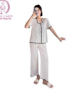 Pijama lụa tơ phối viền cao cấp PJ495 5 Pijama lụa tơ phối viền cao cấp PJ495 10