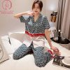 Pijama lụa tơ họa tiết Dior cao cấp PJ496 1 Pijama lụa tơ họa tiết Dior cao cấp PJ496 1