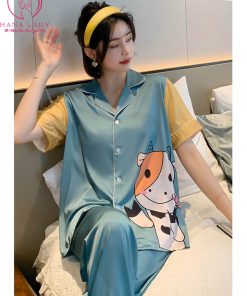 Pijama lụa tơ cao cấp họa tiết hoạt hình cute PJ499 8