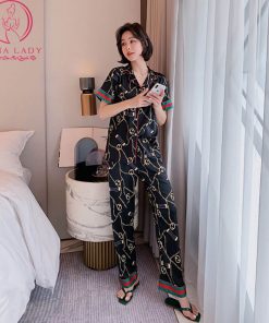 Pijama lụa tơ tay ngắn họa tiết GC cao cấp PJ493 6 Pijama lụa tơ tay ngắn họa tiết GC cao cấp PJ493 12