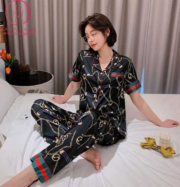 Pijama lụa tơ tay ngắn họa tiết GC cao cấp PJ493 8 Pijama lụa tơ tay ngắn họa tiết GC cao cấp PJ493 14
