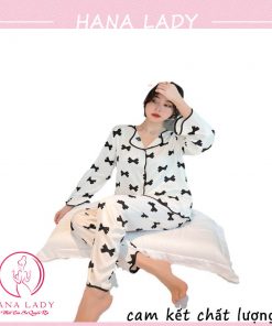 Pijama tay dài họa tiết nơ cao cấp PJ504 7 Pijama tay dài họa tiết nơ cao cấp PJ504 15