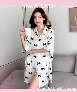 Váy ngủ pijama họa tiết nơ cao cấp ,đồ ngủ pijama PJ503 5 Váy ngủ pijama họa tiết nơ cao cấp ,đồ ngủ pijama PJ503 12