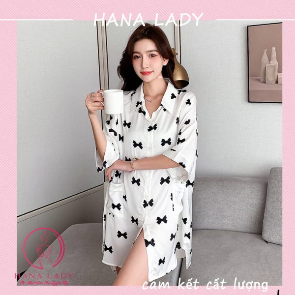 Váy ngủ pijama họa tiết nơ cao cấp ,đồ ngủ pijama PJ503 10 Váy ngủ pijama họa tiết nơ cao cấp ,đồ ngủ pijama PJ503 17