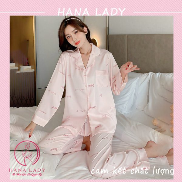 Pijama lụa họa tiết chữ hồng cao cấp PJ509 10 Pijama lụa họa tiết chữ hồng cao cấp PJ509 16