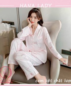 Pijama lụa họa tiết chữ hồng cao cấp PJ509 5 Pijama lụa họa tiết chữ hồng cao cấp PJ509 11