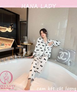 Pijama tay dài họa tiết nơ cao cấp PJ504 5 Pijama tay dài họa tiết nơ cao cấp PJ504 13