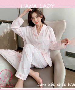 Pijama lụa họa tiết chữ hồng cao cấp PJ509 3 Pijama lụa họa tiết chữ hồng cao cấp PJ509 9