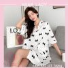 Váy ngủ pijama họa tiết nơ cao cấp ,đồ ngủ pijama PJ503 1 Váy ngủ pijama họa tiết nơ cao cấp ,đồ ngủ pijama PJ503 1
