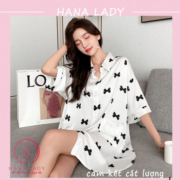 Váy ngủ pijama họa tiết nơ cao cấp ,đồ ngủ pijama PJ503 9 Váy ngủ pijama họa tiết nơ cao cấp ,đồ ngủ pijama PJ503 16