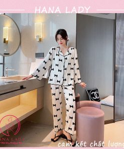 Pijama tay dài họa tiết nơ cao cấp PJ504 4 Pijama tay dài họa tiết nơ cao cấp PJ504 12
