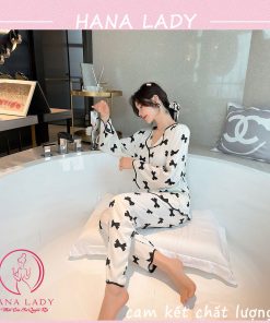 Pijama tay dài họa tiết nơ cao cấp PJ504 3 Pijama tay dài họa tiết nơ cao cấp PJ504 11