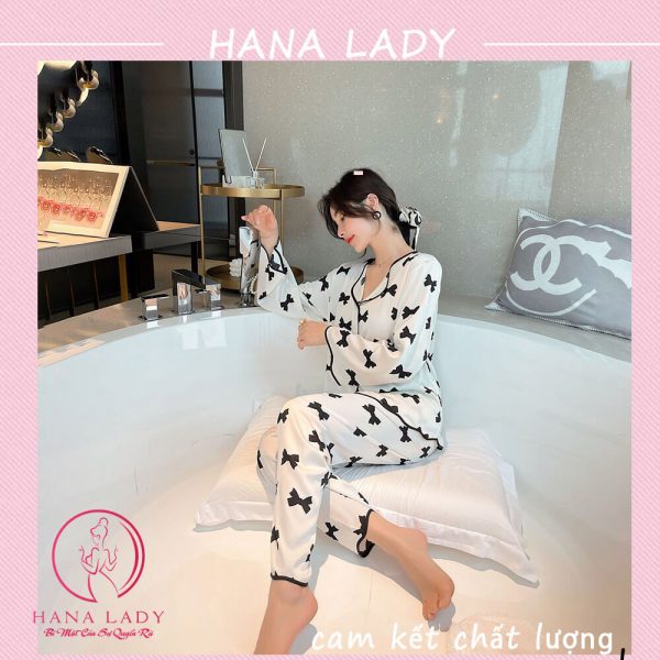Pijama tay dài họa tiết nơ cao cấp PJ504 12 Pijama tay dài họa tiết nơ cao cấp PJ504 20