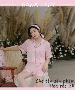 Pijama lụa họa tiết chữ hồng PJ514 9