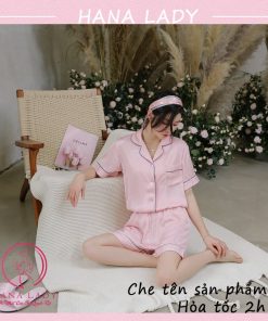 Pijama lụa họa tiết chữ hồng PJ514 7