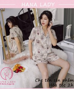 Pijama lụa tay cộc họa tiết LV cao cấp PJ515 5 Pijama lụa tay cộc họa tiết LV cao cấp PJ515 10