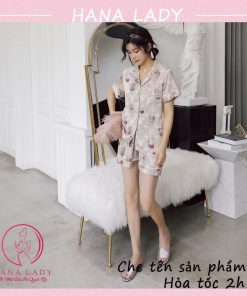 Pijama lụa tay cộc họa tiết LV cao cấp PJ515 4 Pijama lụa tay cộc họa tiết LV cao cấp PJ515 9