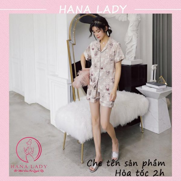 Pijama lụa tay cộc họa tiết LV cao cấp PJ515 9 Pijama lụa tay cộc họa tiết LV cao cấp PJ515 14