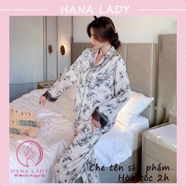 Pijama lụa tơ phối ren TDQD cao cấp PJ518 13