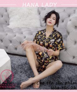 Pijama lụa họa tiết LV tay cộc PJ513 13