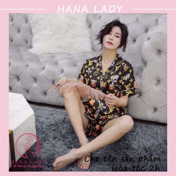 Pijama lụa họa tiết LV tay cộc PJ513 20