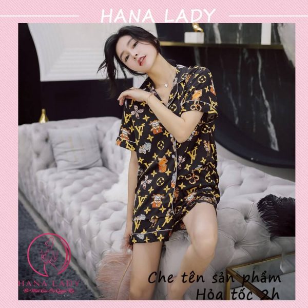 Pijama lụa họa tiết LV tay cộc PJ513 17