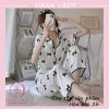 Đồ ngủ pijama lụa họa tiết nơ cao cấp PJ519 2 Đồ ngủ pijama lụa họa tiết nơ cao cấp PJ519 2