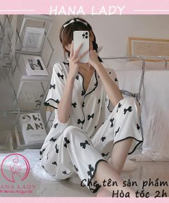 Đồ ngủ pijama lụa họa tiết nơ cao cấp PJ519 7 Đồ ngủ pijama lụa họa tiết nơ cao cấp PJ519 13