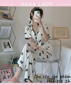 Đồ ngủ pijama lụa họa tiết nơ cao cấp PJ519 4 Đồ ngủ pijama lụa họa tiết nơ cao cấp PJ519 10