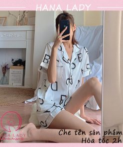 Đồ ngủ pijama lụa họa tiết chữ mặc nhà tay cộc năng động PJ521 6 Đồ ngủ pijama lụa họa tiết chữ mặc nhà tay cộc năng động PJ521 11