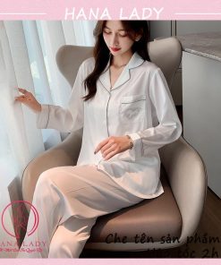 Pijama lụa viền kết cườm cao cấp, đồ ngủ mặc nhà tay dài mềm mại PJ522 12 Pijama lụa viền kết cườm cao cấp, đồ ngủ mặc nhà tay dài mềm mại PJ522 23