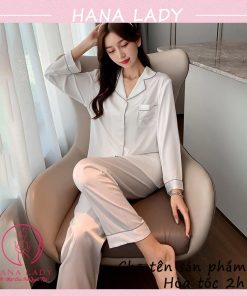 Pijama lụa viền kết cườm cao cấp, đồ ngủ mặc nhà tay dài mềm mại PJ522 8 Pijama lụa viền kết cườm cao cấp, đồ ngủ mặc nhà tay dài mềm mại PJ522 19