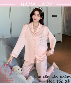 Pijama lụa viền kết cườm cao cấp, đồ ngủ mặc nhà tay dài mềm mại PJ522 5 Pijama lụa viền kết cườm cao cấp, đồ ngủ mặc nhà tay dài mềm mại PJ522 16