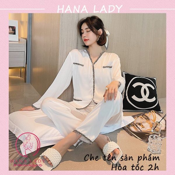 Pijama lụa chức năng trơn viền sweet cao cấp PJ523 19