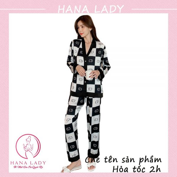 Pijama lụa tơ cổ V mặc nhà chức năng cao cấp họa tiết chữ PJ524B 15 Pijama lụa tơ cổ V mặc nhà chức năng cao cấp họa tiết chữ PJ524B 22