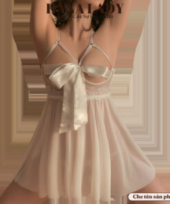 Váy ngủ nữ xuyên thấu, đầm ngủ sexy gợi cảm nơ ngực quyến rũ kèm quần chip lọt khe VN458 12