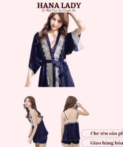 Bộ ngủ ren hai dây kèm áo choàng lụa cao cấp sang chảnh VN464 7 Bộ ngủ ren hai dây kèm áo choàng lụa cao cấp sang chảnh VN464 16