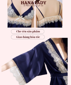 Bộ ngủ ren hai dây kèm áo choàng lụa cao cấp sang chảnh VN464 10 Bộ ngủ ren hai dây kèm áo choàng lụa cao cấp sang chảnh VN464 19
