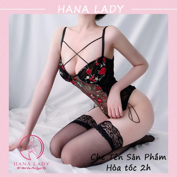 Đồ ngủ bodysuit xuyên thấu - bộ ngủ sexy gợi cảm ôm sát người siêu khiêu gợi có phối họa tiết SET đồ ngủ tàng hình VN461 32