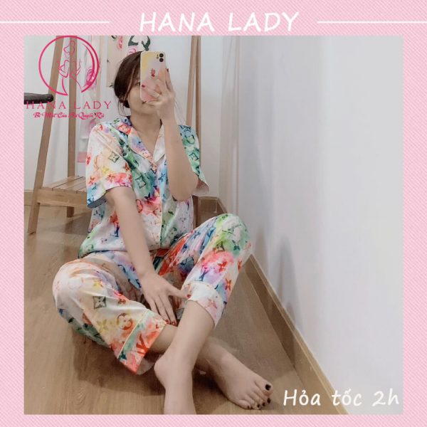 Đồ ngủ pijama lụa bigsize mặc nhà ombre size XL PJ526 17