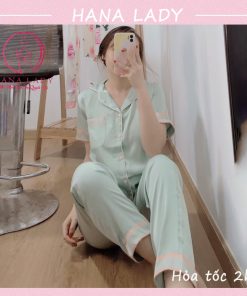 Pijama mặc nhà lụa trơn phối viền PJ531 7