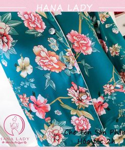 Pijama lụa họa tiết hoa xanh cao cấp cực sang PJ532 15