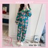 Pijama lụa họa tiết hoa xanh cao cấp cực sang PJ532 2