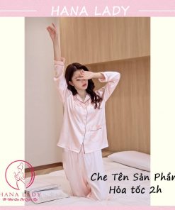 Đồ ngủ pijama lụa hồng trơn PJ534 10