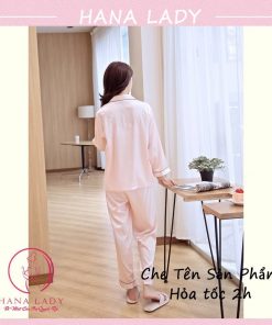 Đồ ngủ pijama lụa hồng trơn PJ534 9